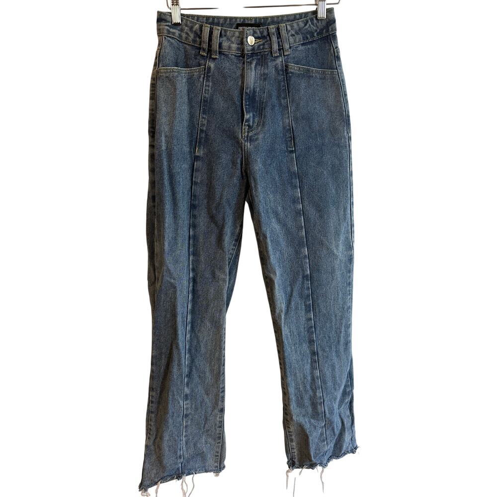 Pretty Little Thing Front Seam Wide Leg Jeans Sz 4 - Picture 2 of 7